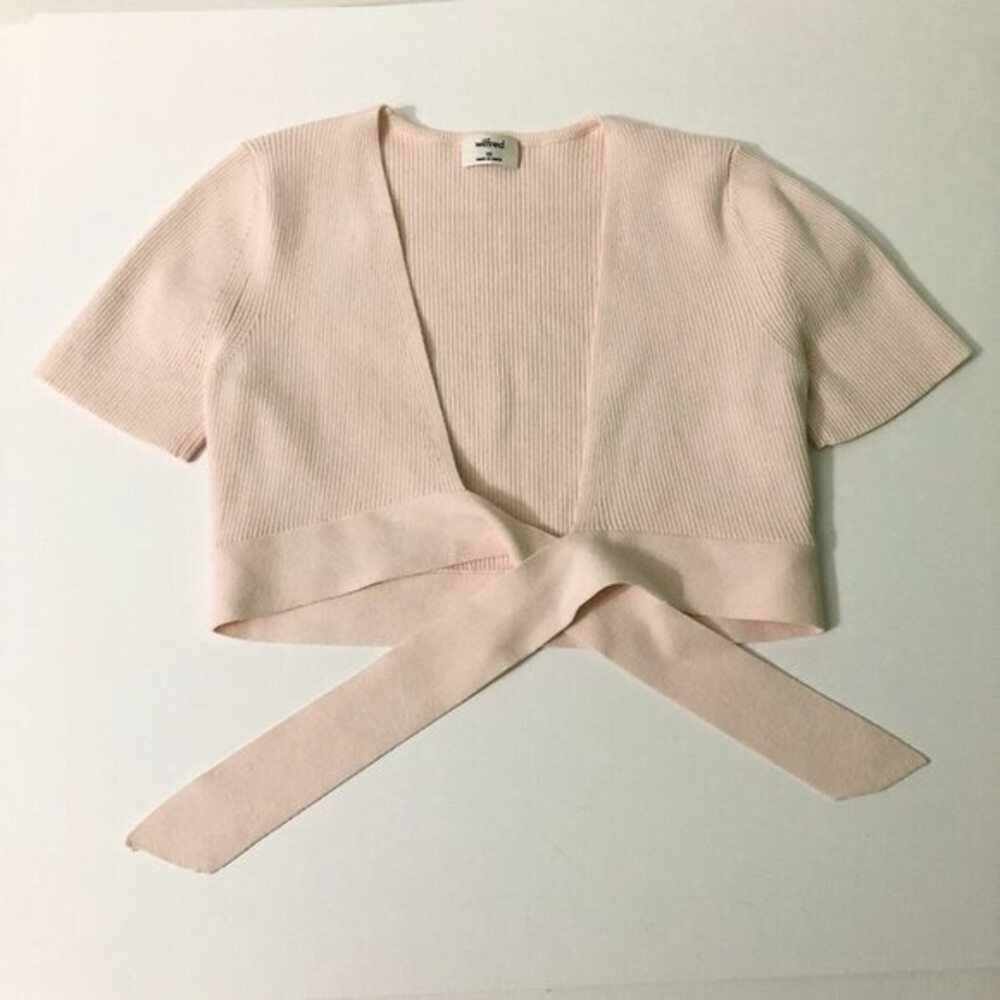 Aritzia Wilfred Elouan Tie Front Ribbed Knit Top  Size XS